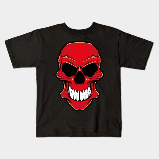 Red Skull Kids T-Shirt by imdesign